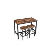 Mesa de comedor, mesa redonda, sala de estar, oficina, 80 x 75 cm (diámetro x altura), estilo industrial, tinta marrón y negra - details 6
