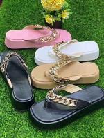 Sandalias de cadena con chanclas de verano a la moda para mujer, nuevas zapatillas de exterior con punta redonda y parte inferior gruesa de talla grande - details 10