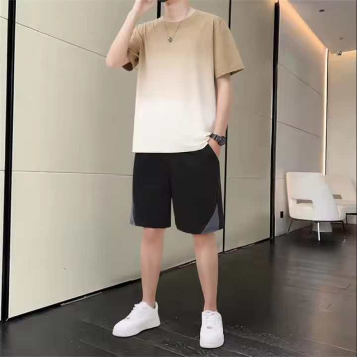 Conjunto de verano para hombre, conjunto de 2 piezas, camiseta de manga corta y pantalones cortos - 1