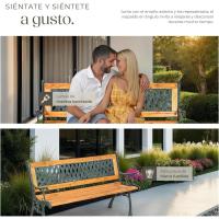 Banco de Jardín Exterior, Madera Lacada y Hierro Fundido, Diseño Elegante, Resistente y Estable, Patio y Terraza - Cruzado - details 6