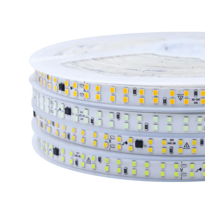 Tira de Luces LED de doble fila, cinta de Luces flexibles de 10M, 20M, AC220V, 240Led/m, 2835 Blanco/blanco cálido/blanco Natural - 1