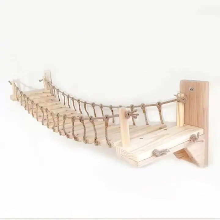 Puente montado en la pared para gatos, casa de árbol para mascotas, hamaca de Sisal, escalera de paso, rascador poste, marco de escalada, muebles, juguete para gatos - 1