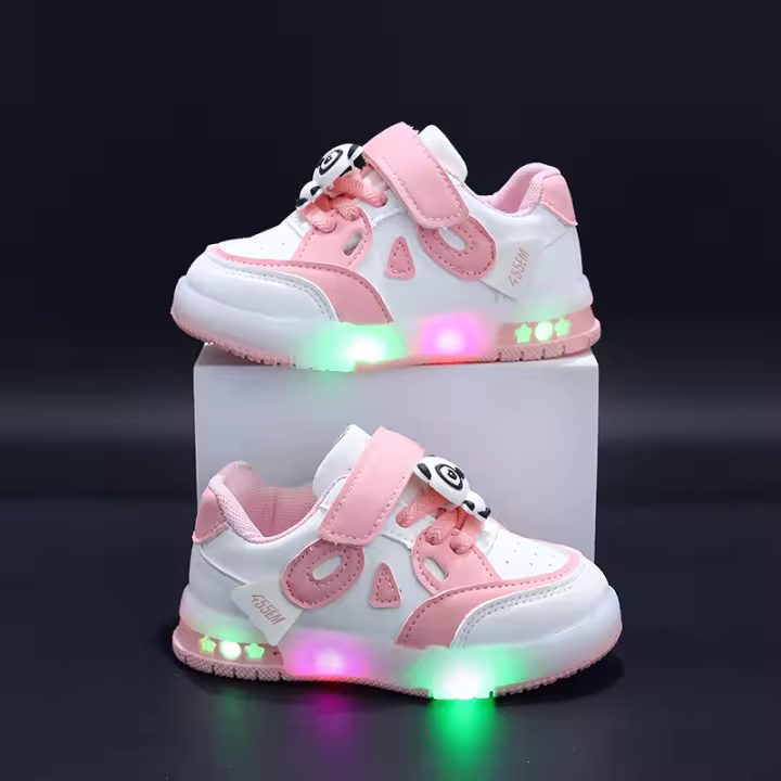 Zapatillas de deporte con luces LED para niños y niñas, zapatos deportivos de cuero con Velcro antideslizantes, luminosos para exteriores - 1
