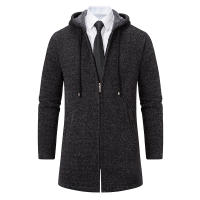 Suéter de punto con capucha para hombre, cárdigan grueso de lana, suéter para exteriores, abrigos informales sólidos y versátiles, holgados, para otoño e invierno - details 3