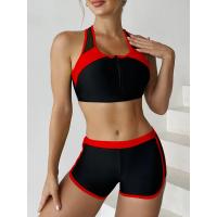 Conjunto de Bikini con cremallera para mujer, traje de baño de dos piezas con pantalón corto, traje de baño deportivo para mujer, ropa de playa para verano 2025 - details 6