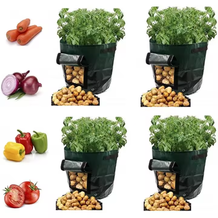 Bolsas de Cultivo de Patatas para Jardín Paquete de 4 10 Galones Tejido Aireado Manijas - 1