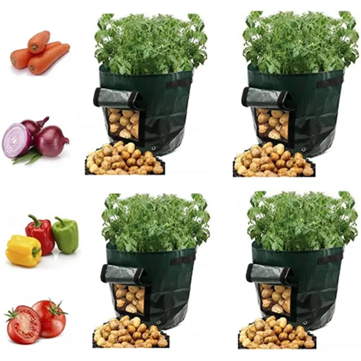 Bolsas de Cultivo de Patatas para Jardín Paquete de 4 10 Galones Tejido Aireado Manijas - 1