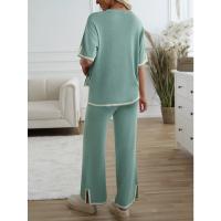 Ropa de mujer de moda 2025 primavera y verano temperamento casual de manga corta conjunto de pantalones de punto - details 8