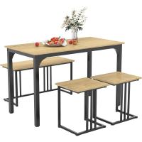 Juego de Comedor Industrial Mesa de Cocina de 120 x 60 cm con Banco y Taburetes - details 4