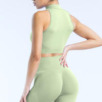 Dynamic 1/4 Zip Tank Chaleco deportivo de yoga para mujer Color sólido Ajuste ajustado Traje de fitness suave para mujer Traje de yoga Top Gimnasio Running Traje de ciclismo - details 16