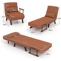 Sofá Cama Convertible Silla de Dormir Individual Tri-Fold con Respaldo Ajustable de 6 Posiciones, Cojín Desmontable y Asiento Tapizado Estructura Metálica Plegable (Azul) - details 40