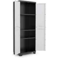 Armario Linear Escobero Almacenamiento de Resina con 2 Puertas y 3 Baldas Negro/Gris - details 11
