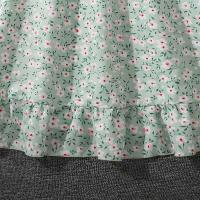 Moda Verano Fiesta de Niñas Vestido con Cinturón y Borde Irregular Color Verde Ligero - details 9