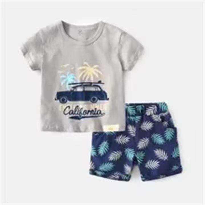 Conjunto de Ropa de Verano con Estampado de Dibujos Animados para Niños - 1