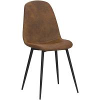 Juego de 4 sillas de comedor con asiento y respaldo suaves, con patas de metal macizo, para salón, dormitorio, cocina o comedor, ante marrón - details 4