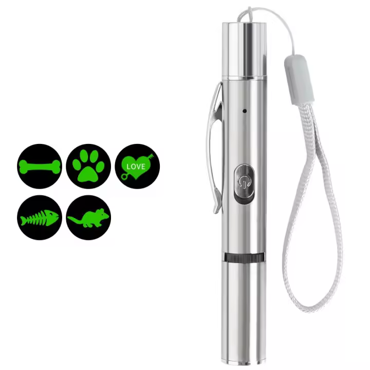 Suministros de proyección láser para gatos, multipatrón, carga USB, herramienta de entrenamiento para mascotas, juguete de luz interactiva, puntero láser, juguetes para gatos - 1