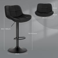 Ajustables en altura 60-81,5 cm, taburetes de bar de terciopelo con respaldo y reposapiés, negro - details 2