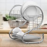 Escurridor de platos práctico en forma de S de 2 niveles, estante de secado de platos de Metal que ahorra espacio, escurridor de tazas estable, encimera - details 1