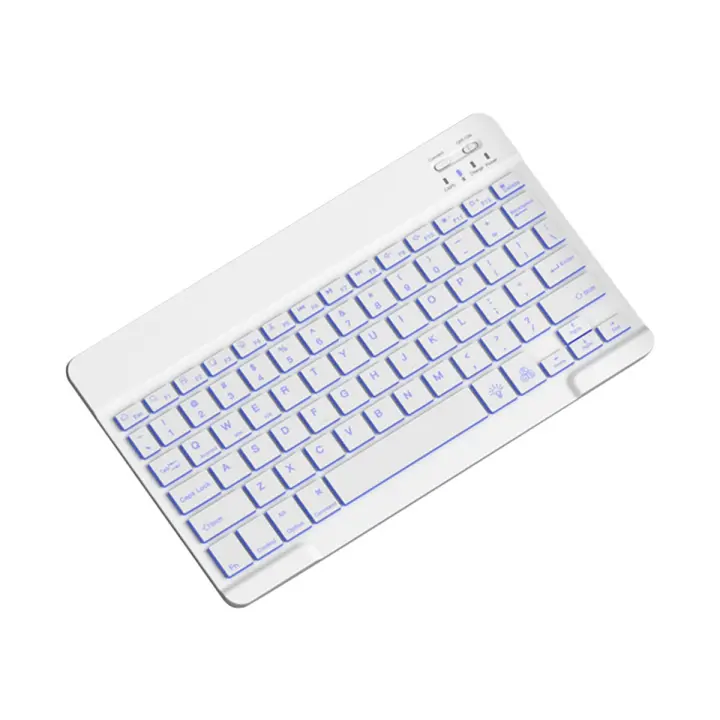 Teclado retroiluminado de 10 pulgadas, Mini teclado silencioso Portátil con Bluetooth para teléfonos móviles, tabletas y portátiles, teclado inalámbrico A - 1