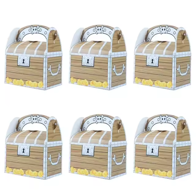 Caja de Regalo de Tesoro de Pirata de Dulce de Cooky 6pcs Ideal para Fiesta de Halloween o Cumpleaños de Niños Empaque de Papeleria y Artesanías - 1