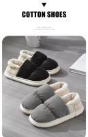Zapatillas de casa de algodón para hombre y mujer, tela, transpirable, con tacón, cálidas, invierno - details 1