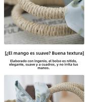 Bolso tejido de vid Yasewe, bolso tejido de gran capacidad para mujer, bolso de paja de estilo francés, bolso para fotos estilo Hepburn - details 9