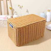 Cestas de almacenamiento tejidas con tapa para ropa con tapa, ropa receptora, Cubo de juguete decorativo - details 4