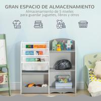 Organizador de Juguetes Estantería para Niños Estantería Infantil con Estantes Abiertos para Dormitorio Sala de Juegos Guardería 85x26x84 cm Gris - details 2