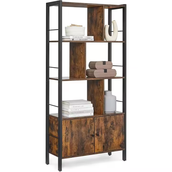 Biblioteca de 4 Niveles con Puertas Estante de Libros de Acero Industrial - 1
