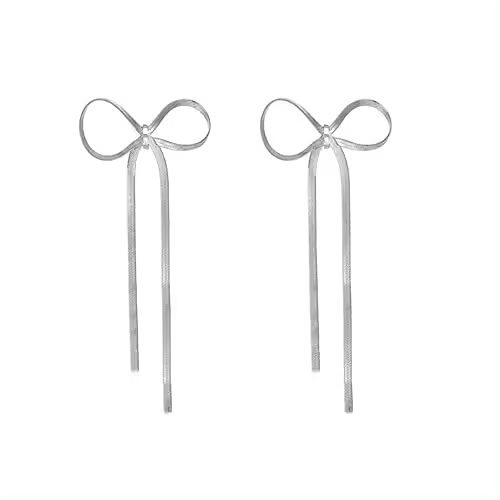 Pendientes de Cadena de Acero Inoxidable Dorado de 18K con Lazo Minimalistas y Dulces para Mujeres - 1