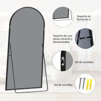 Espejo de Pie Curvado Grande Espejos de Pared con Marco de Oro Aluminio 161 x 52 cm - details 26