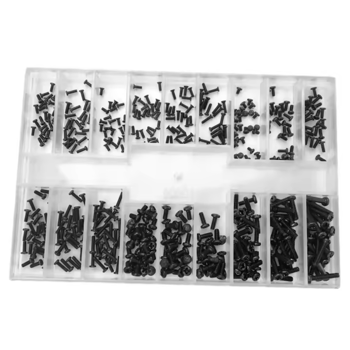 Juego de tornillos pequeños de acero inoxidable, Kit surtido de gafas, 18 tipos, Mini tornillos, negro, M1.2, M1.4, M2.0 - 1
