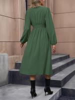 Elegante Vestido Largo para Mujer Cuello en V, Color Sólido, Diseño Harajuku Nuevo - details 10