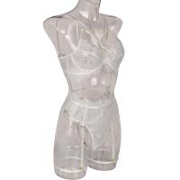 Lencería erótica, ropa interior sexy de encaje hueco, conjuntos exóticos transparentes, conjunto sensual de sujetador y bragas con aros con ligas - details 12
