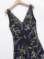 Vestido con correa para el hombro de moda europea y americana Vestido estampado medio y largo con cuello en V para mujer - details 3