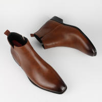 Botas Chelsea para hombre, cabeza cuadrada pequeña, zapatos para hombre, botas cortas de moda versátil, botines - details 14