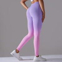 Yoga degradado para mujer, leggings de gimnasio de cintura alta, pantalones deportivos sin costuras, pantalones de entrenamiento para correr - details 14