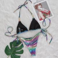 Conjunto de Bikini de Nylon de Ajuste Ajustado Diseño de Estampado de Serpiente Brillante - details 7
