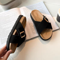 2025 Sandalias de verano para mujer, suela gruesa, plataforma cruzada, chanclas de playa retro, correa única, zapatos casuales - details 5