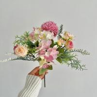 Ramo de rosas simuladas con bola bordada, ramo de mano de 44CM, bola de rosas artificiales, accesorios de fotografía para salón de bodas, decoración del hogar - details 1