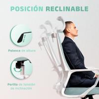 Silla de Oficina Ajustable y Reclinable Soporte Lumbar, Reposacabezas Ajustable, Transpirable, Ruedas Giratorias 360° Soporte hasta 100kg Azul - details 1