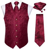 Traje de seda de cachemira azul real de lujo, conjunto de chaleco y corbata con anillo de dragón de metal, pañuelo, gemelos, chaleco de esmoquin para graduación y boda - details 11