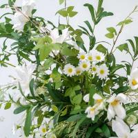 Fondo de alta calidad, decoración de flores de cuerno, hoja Floral Artificial de seda, flores de arco de boda verdes y blancas - details 10
