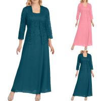 Vestidos largos elegantes para mujer, cárdigan de encaje liso de dos piezas, vestido ceremonial de talla grande para fiesta de gasa, Vestidos para mujer - details 0