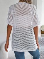 Cárdigans de punto de manga corta de color sólido casual para mujer - details 3