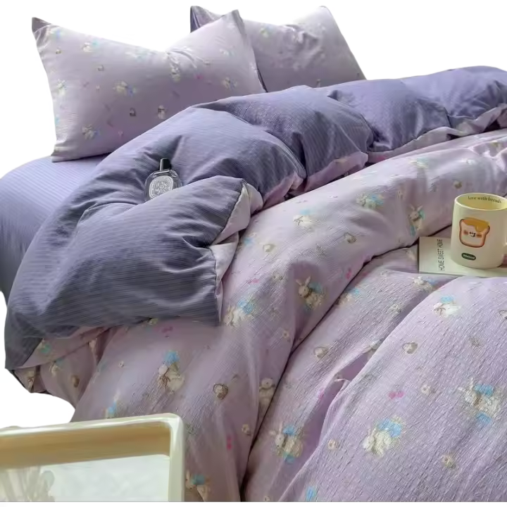 Juego de Ropa de Cama de Algodón Ultra Suave Sábana Ajustable, Funda de Edredón, Pieza Única para Dormitorio Conjunto de Cama de Toda Temporada - 1
