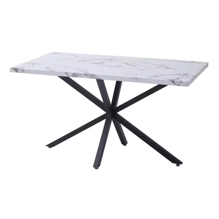 Mesa de comedor rectangular EGOONM, revestimiento superior de mármol de imitación, mesa de isla para comedor, restaurante, 4 ~ 6 asientos, 140x80cm - 1