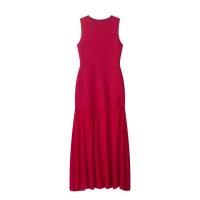 2025 Versátil Casual Sin Mangas con Cuello Redondo y Costuras de Punto, Nueva Llegada de Verano, Vestido Largo para Mujer - details 0