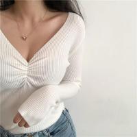 2025 suéter Sexy con cuello en V para mujer, Jersey de punto de otoño, Jersey elegante suave coreano ajustado de manga larga para mujer, Top básico nuevo de invierno - details 20