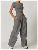 Tops de Yoga de lana a prueba de golpes para mujer, camiseta ajustada informal de manga corta para correr, Pilates, ropa de Fitness, Camiseta deportiva fina de secado rápido - details 14